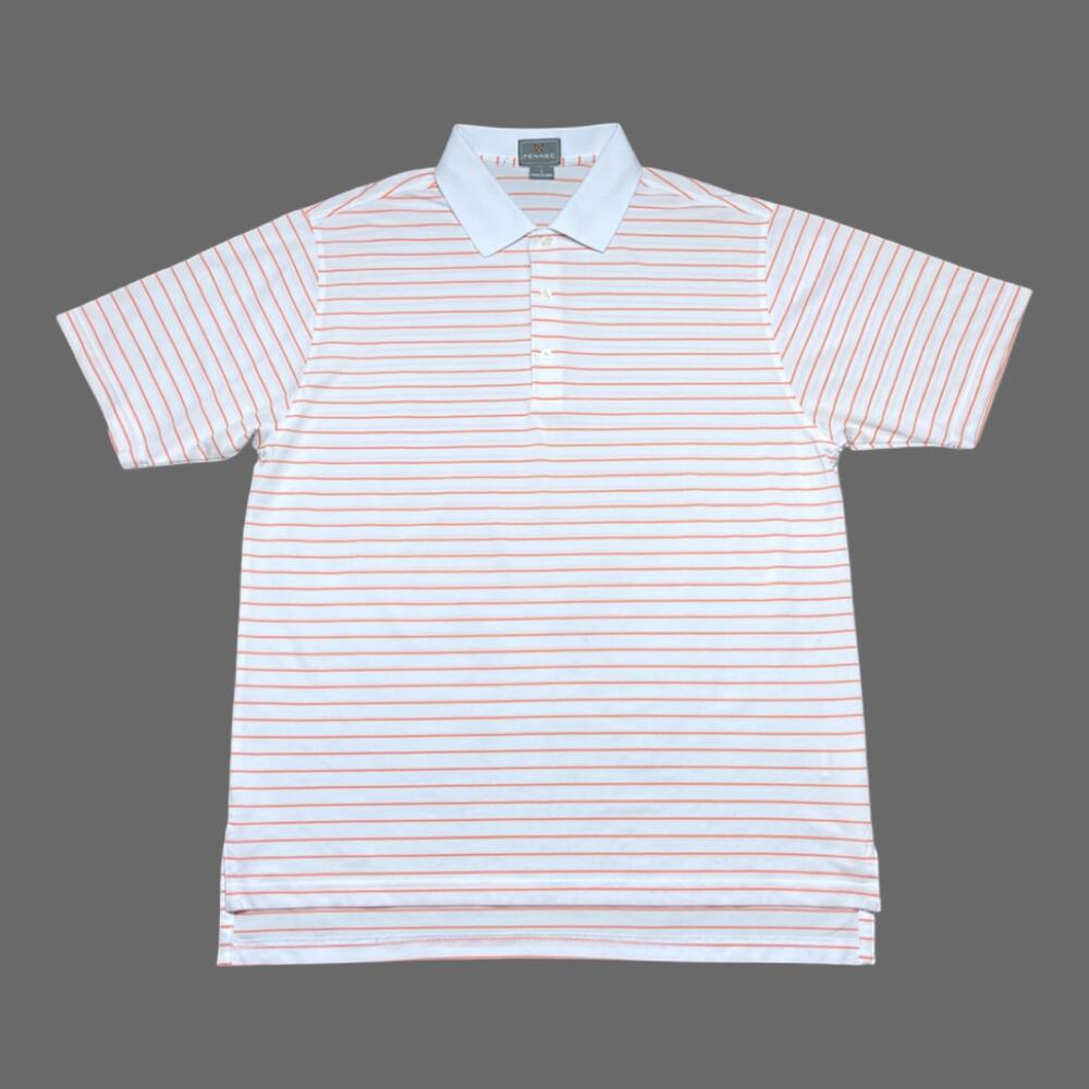 Fennec Highly Evolved Golf Polo SS Mens White/Orange EUC Size L